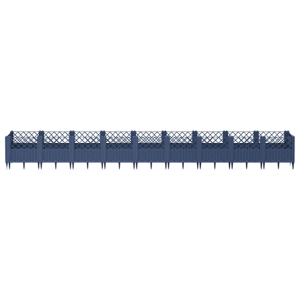 Vidaxl plantenbak met pinnen 363,5x43,5x43,5 cm polypropeen blauwgrijs