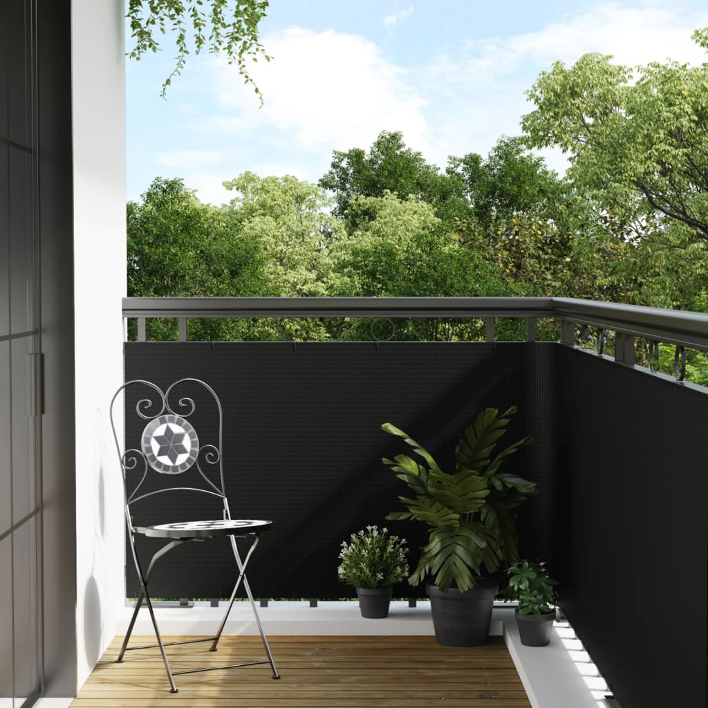 VidaXL Balkonsichtschutz 500x80 cm Polyrattan Schwarz