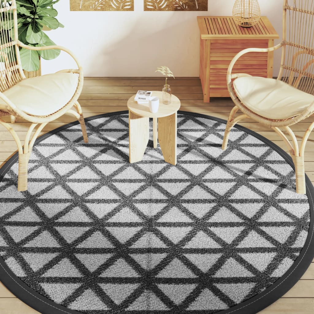 VidaXL Outdoor-Teppich Arakil ø 200 cm Polypropylen Schwarz