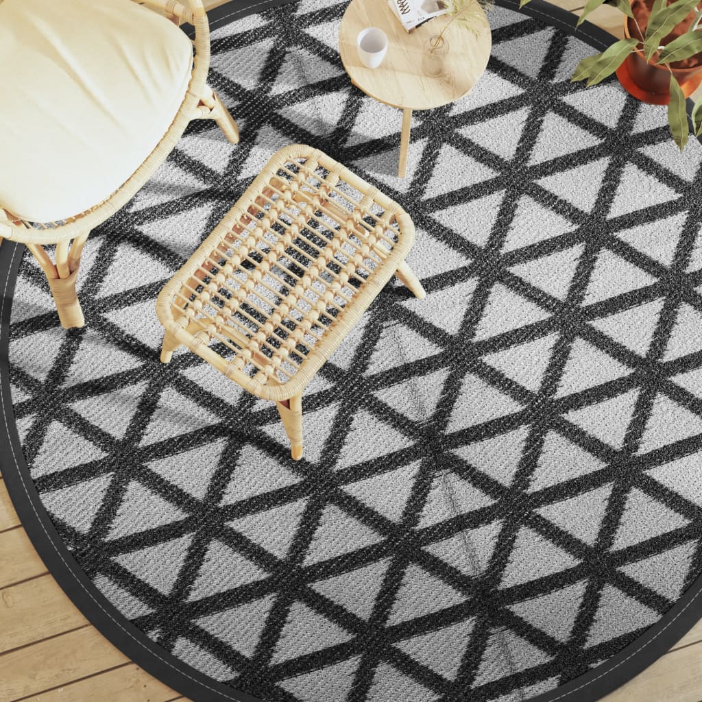 VidaXL Outdoor-Teppich Arakil ø 200 cm Polypropylen Schwarz