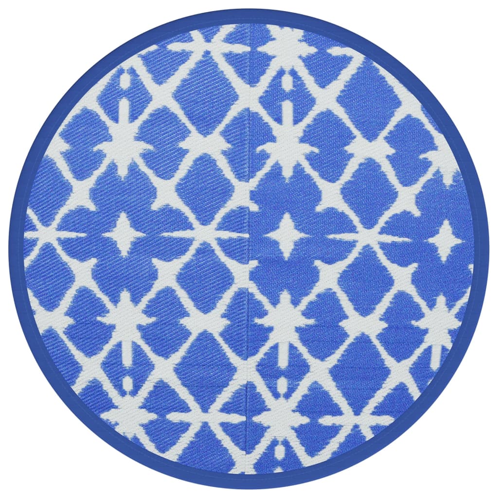 VidaXL Outdoor-Teppich Arakil ø120 cm Polypropylen blau und weiß