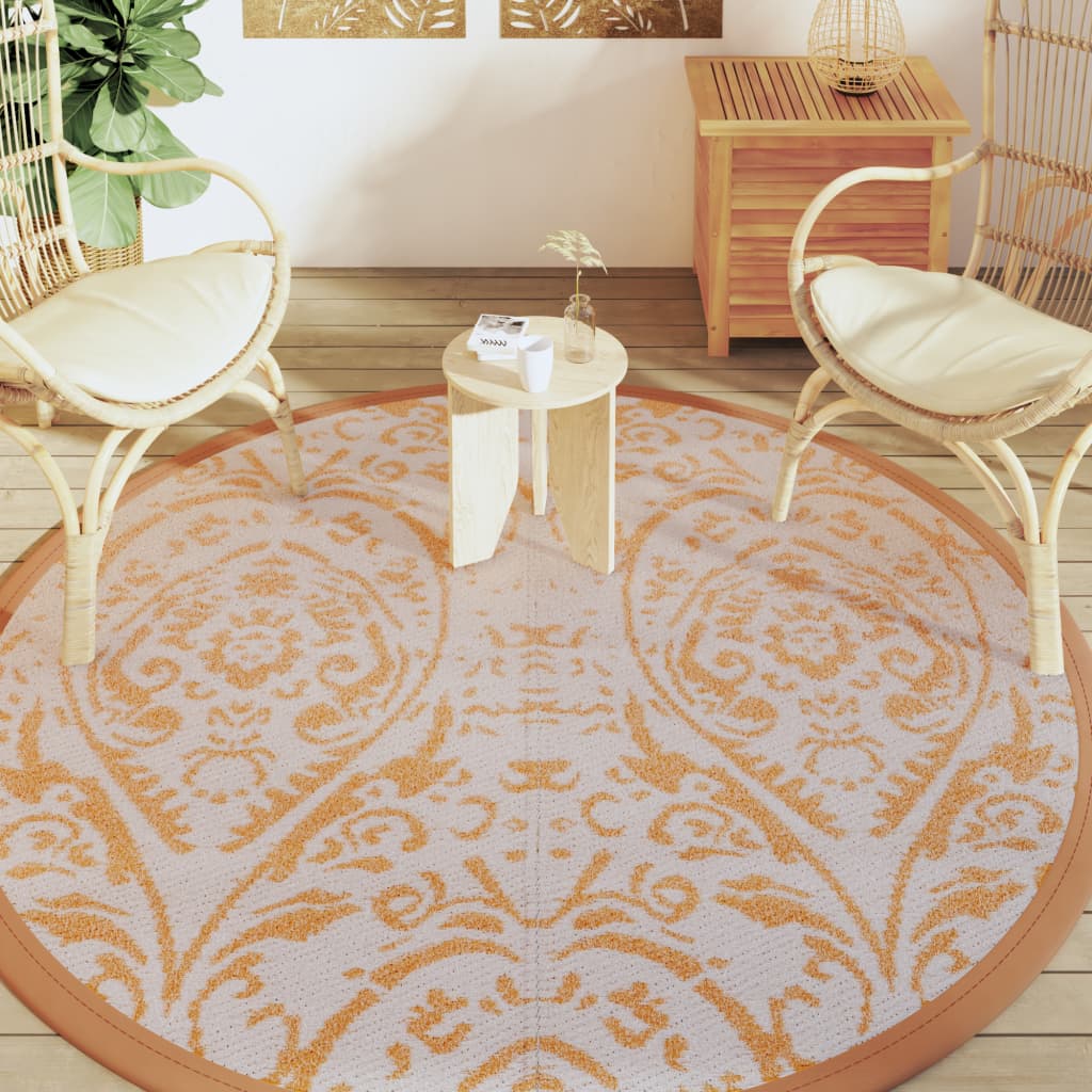 VidaXL Outdoor-Teppich Arakil ø200 cm Polypropylen orange und weiß
