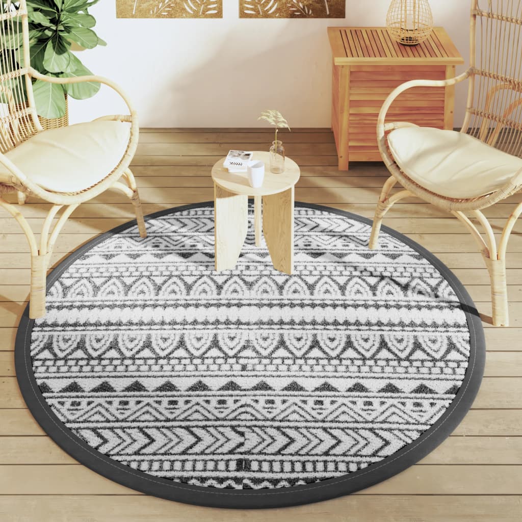 VidaXL Outdoor-Teppich Arakil ø160 cm Polypropylen schwarz