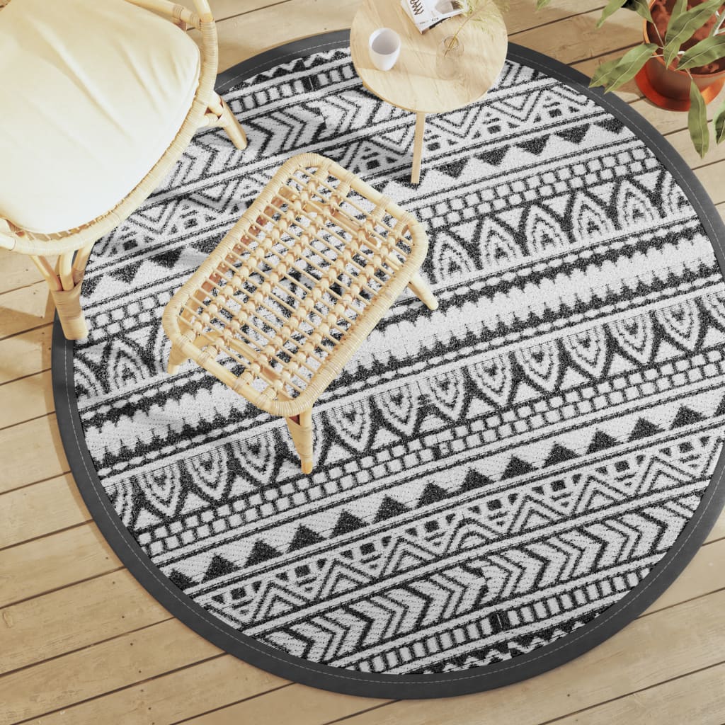 VidaXL Outdoor-Teppich Arakil ø160 cm Polypropylen schwarz