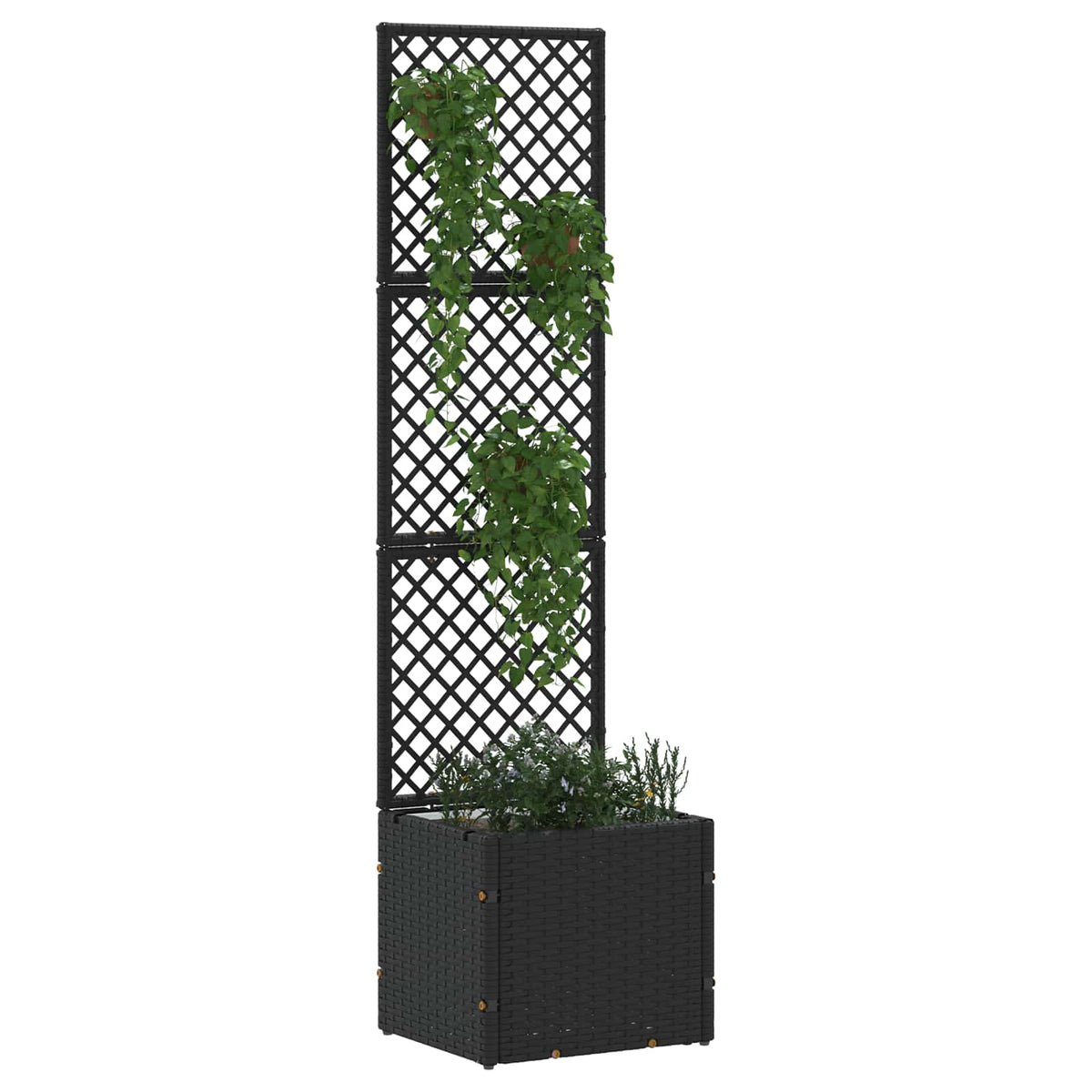 Vidaxl tuin trellis planter zwart 35 x 30 x 135 cm metaal