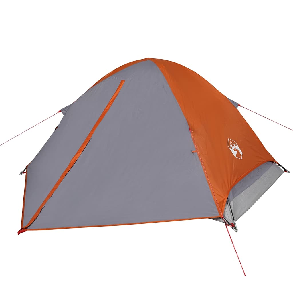 VidaXL Kuppelzelt für 4 Personen, wasserdicht, grau und orange