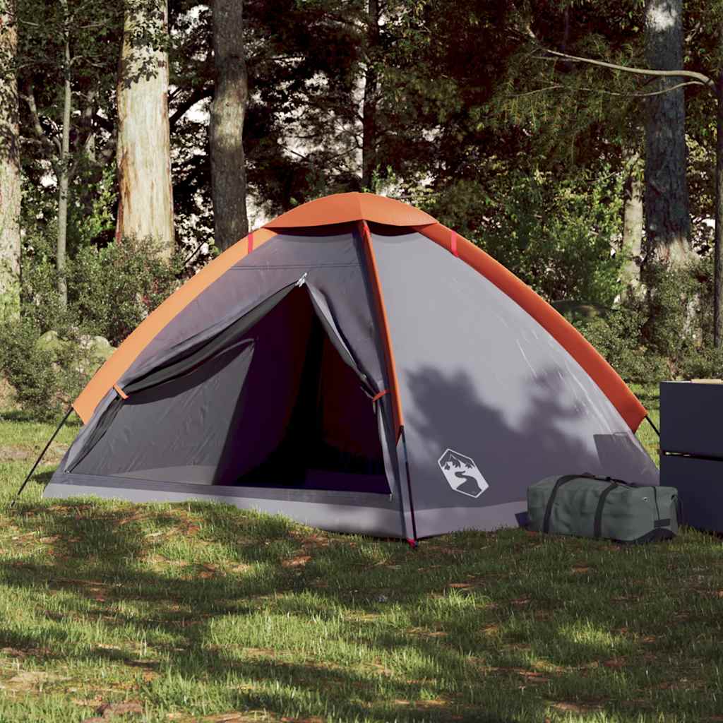 VidaXL Kuppelzelt für 2 Personen, wasserdicht, grau und orange