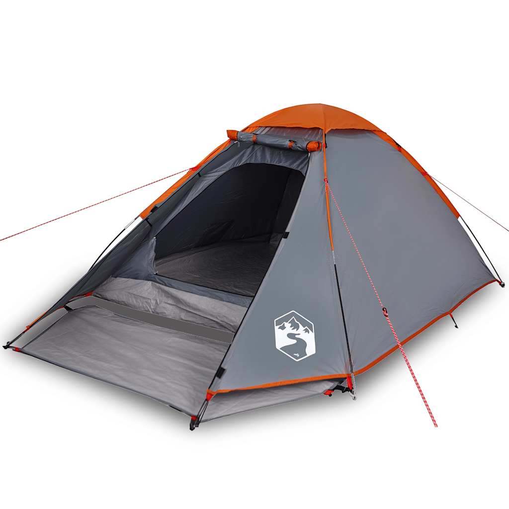 VidaXL Kuppelzelt für 4 Personen, wasserdicht, grau und orange