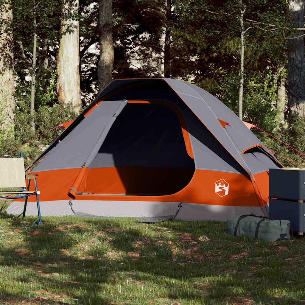 VidaXL Kuppelzelt für 2 Personen, wasserdicht, grau und orange