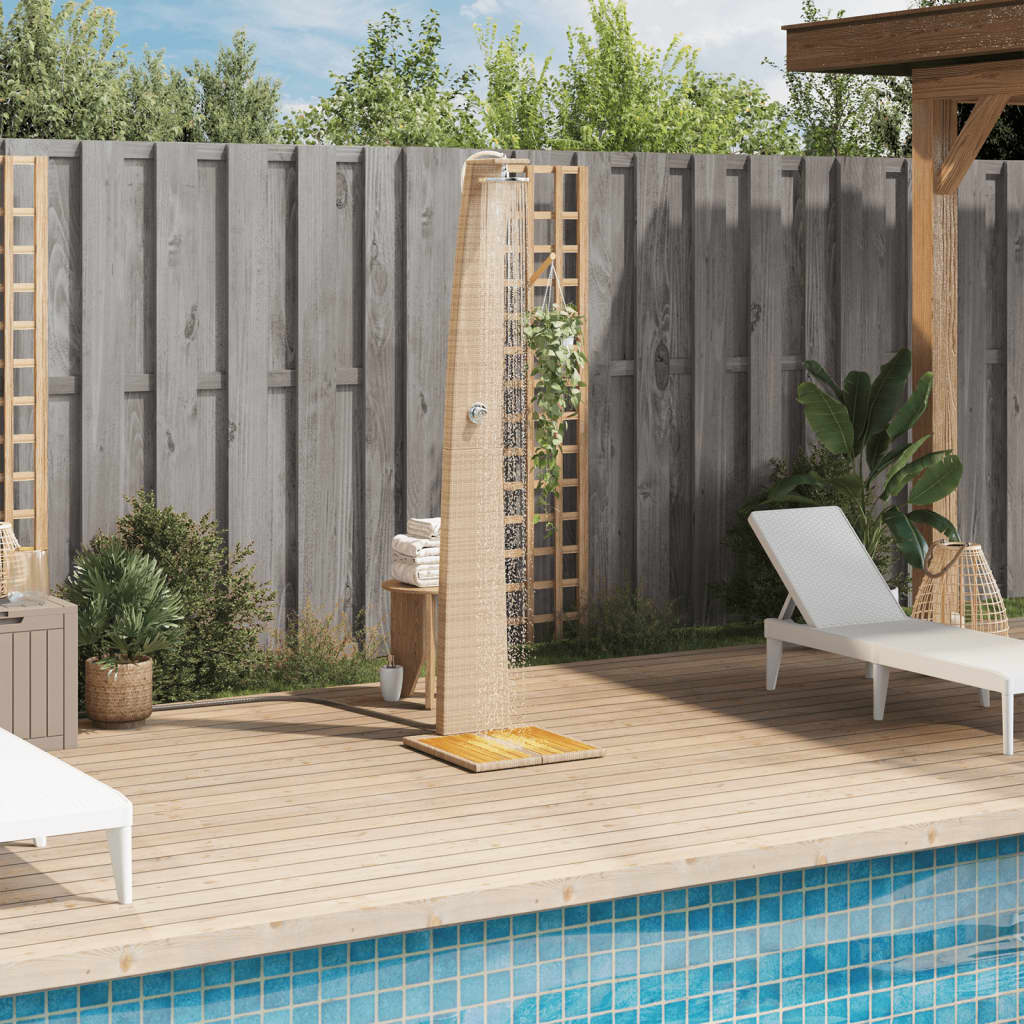 VidaXL Outdoor - Dusche 55x60x224 cm Polyrattan und Akazienholz Beige