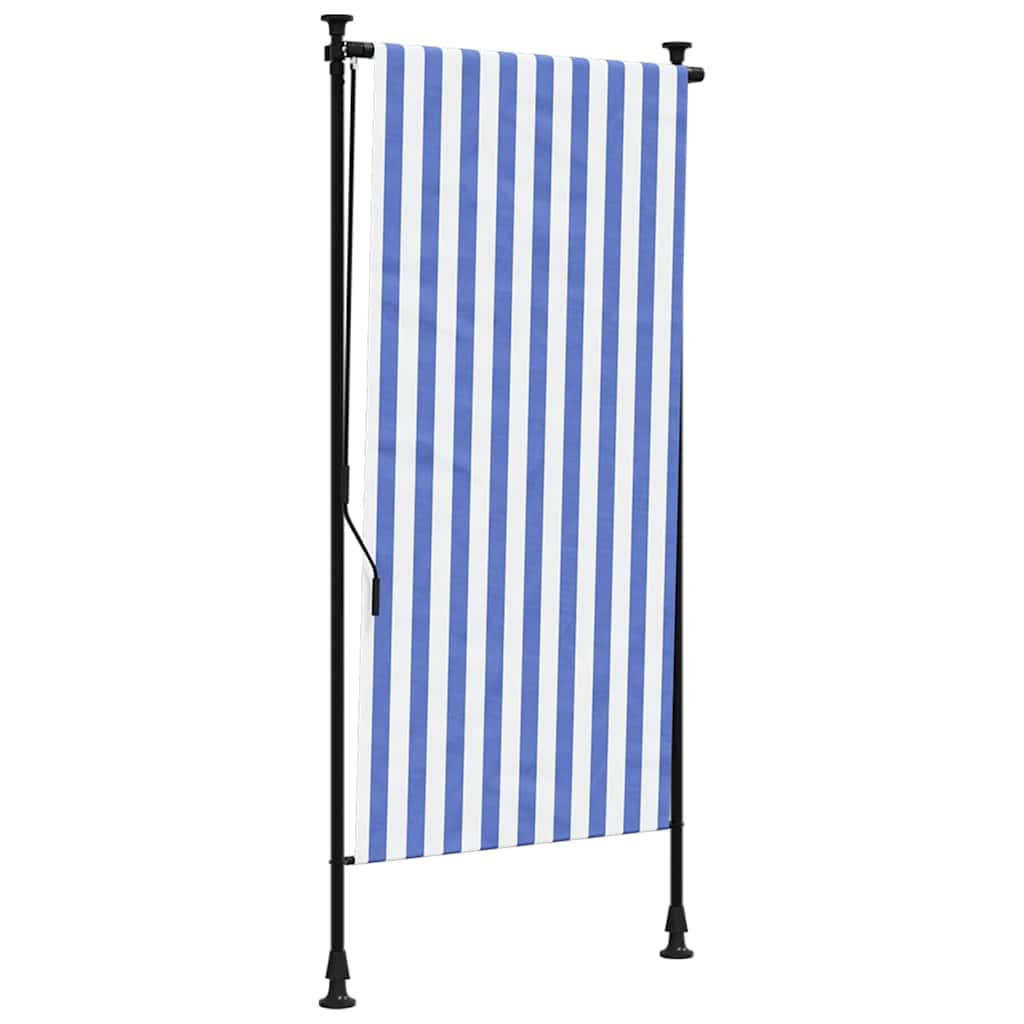 VidaXL Outdoor-Rollo 100x270 cm Stoff und Stahlblau und Weiß