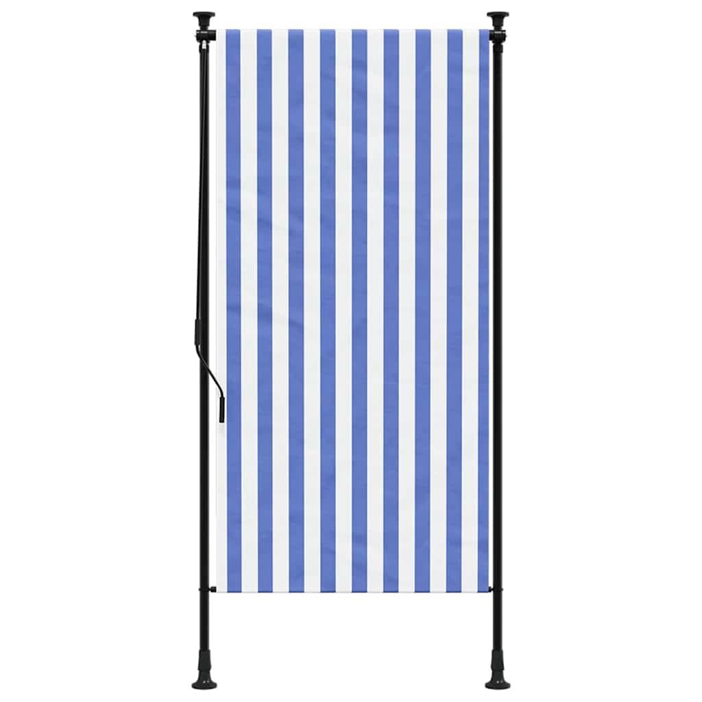 VidaXL Outdoor-Rollo 100x270 cm Stoff und Stahlblau und Weiß