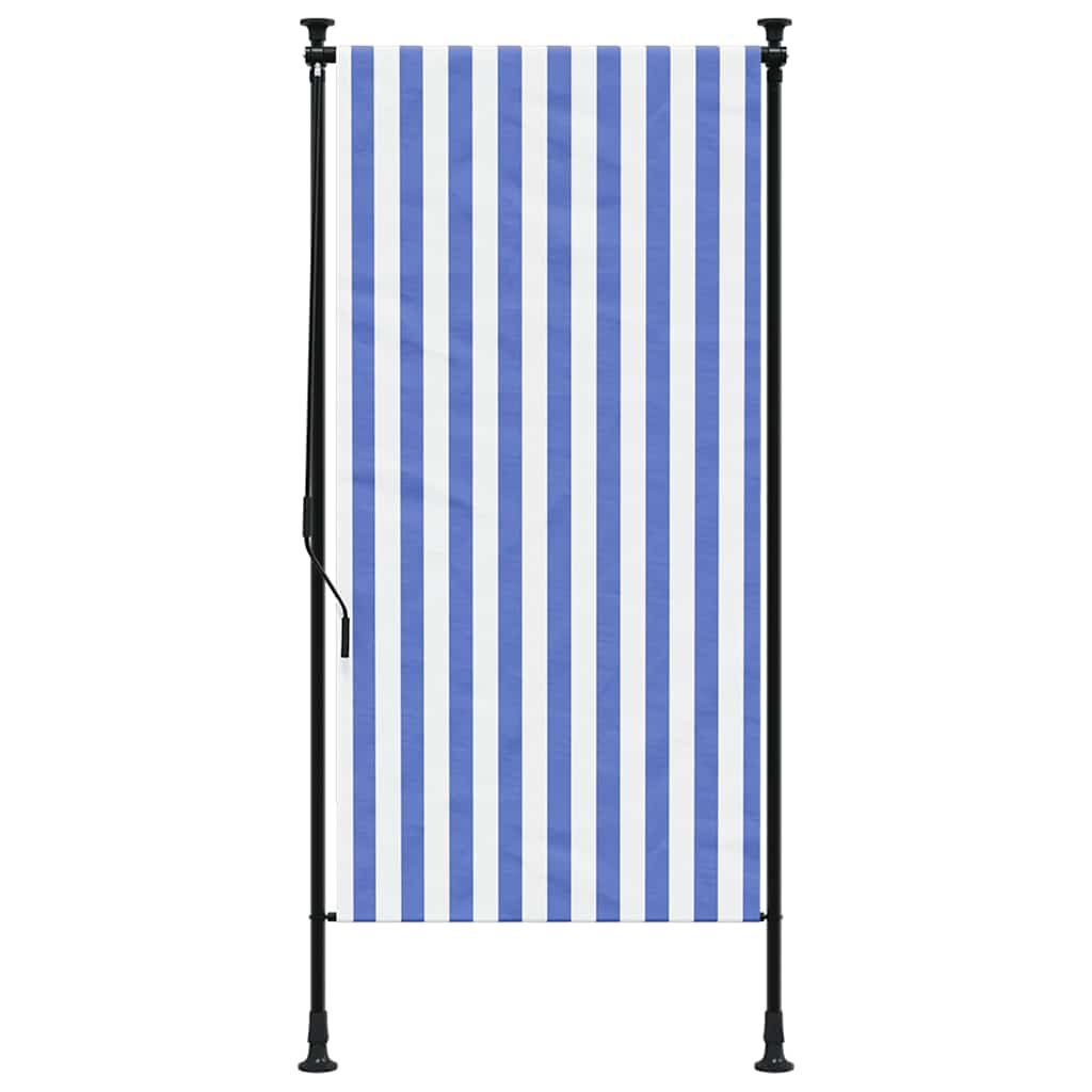 VidaXL Outdoor-Rollo 120x270 cm Stoff und Stahlblau und Weiß