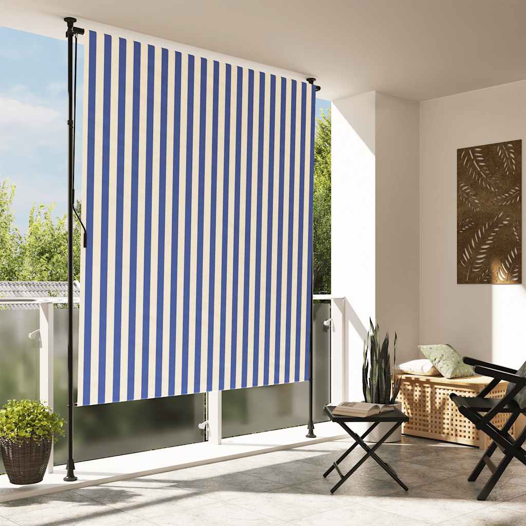 VidaXL Rollo für den Außenbereich, 200 x 270 cm, Stoff, Stahlblau und Weiß