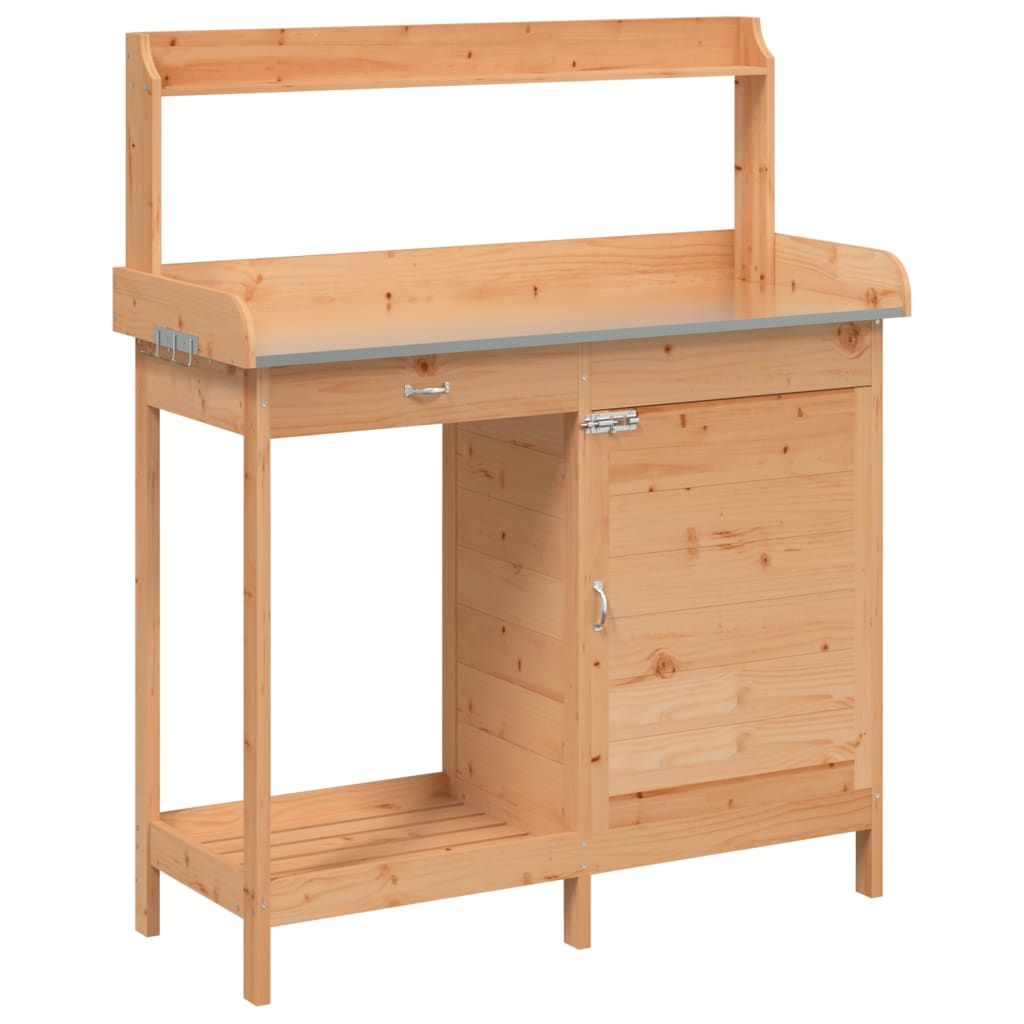 Vidaxl Botto -Tisch mit Schrank 110,5 x 45 x 124,5 cm Festkiefer Braun