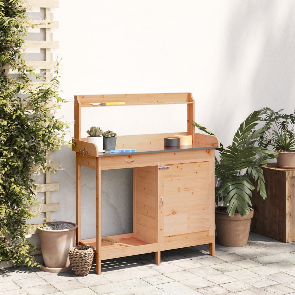 Vidaxl Botto -Tisch mit Schrank 110,5 x 45 x 124,5 cm Festkiefer Braun