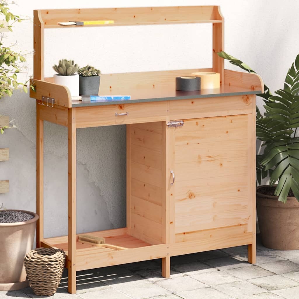 Vidaxl Botto -Tisch mit Schrank 110,5 x 45 x 124,5 cm Festkiefer Braun