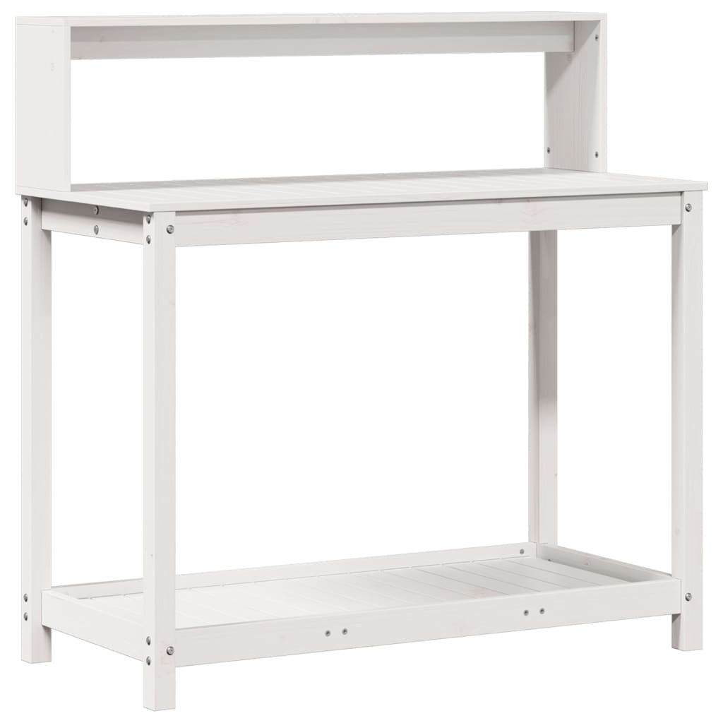 VidaXL Untertisch mit Regalen 108x50x109,5 cm Festkiefer weiß