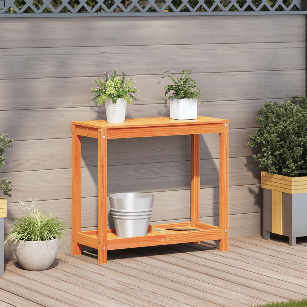 VidaXL Botton Tisch mit Regal 82,5x35x75 cm Festkiefer Wäschebraun
