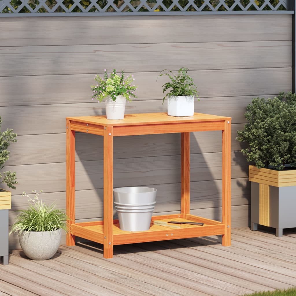 Vidaxl Botto Tisch mit Regal 82,5 x 50 x 75 cm Festkiefer Wäschebraun