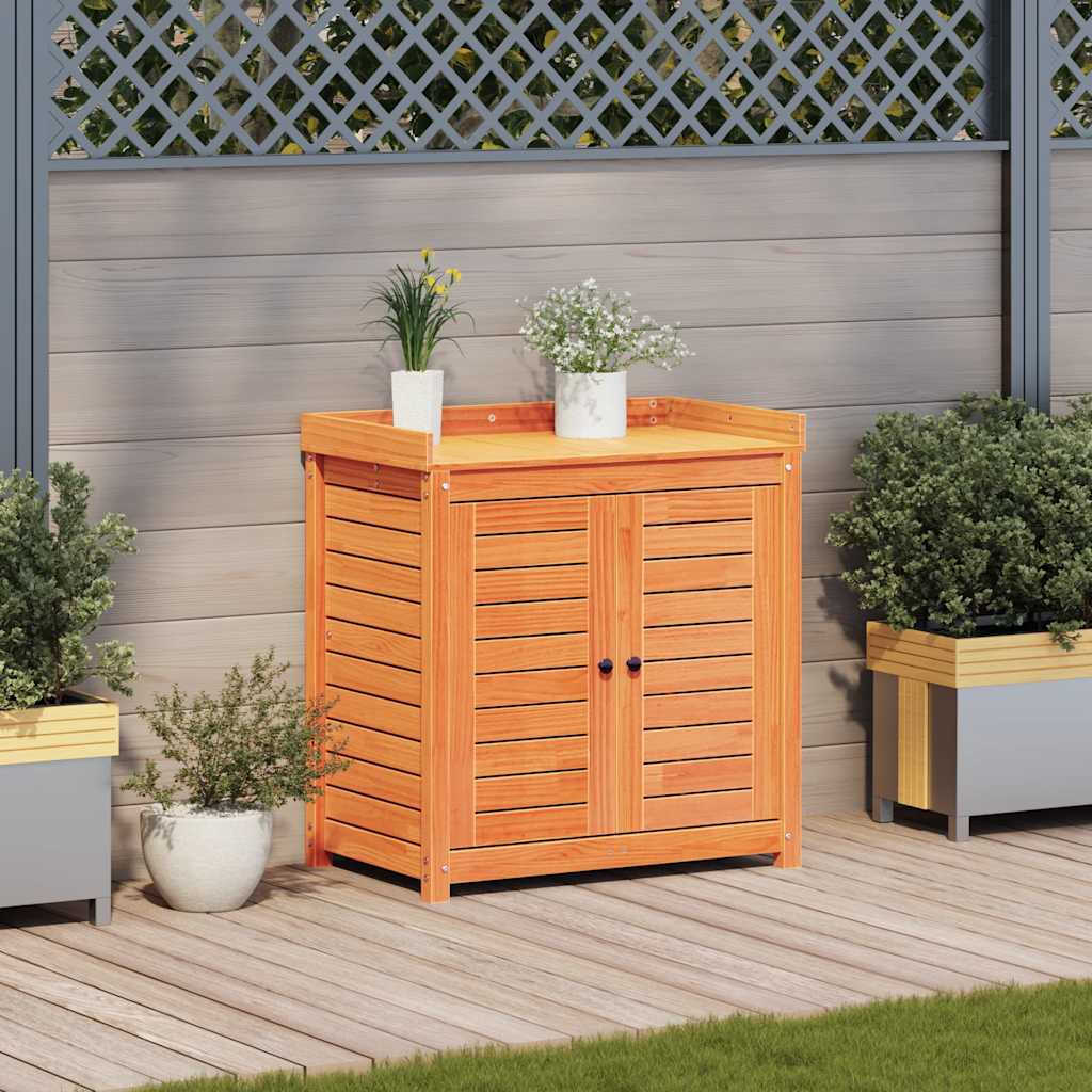 VidaXL Botto Tisch mit Regalen 82,5x50x86,5 cm Kiefernholzbraun