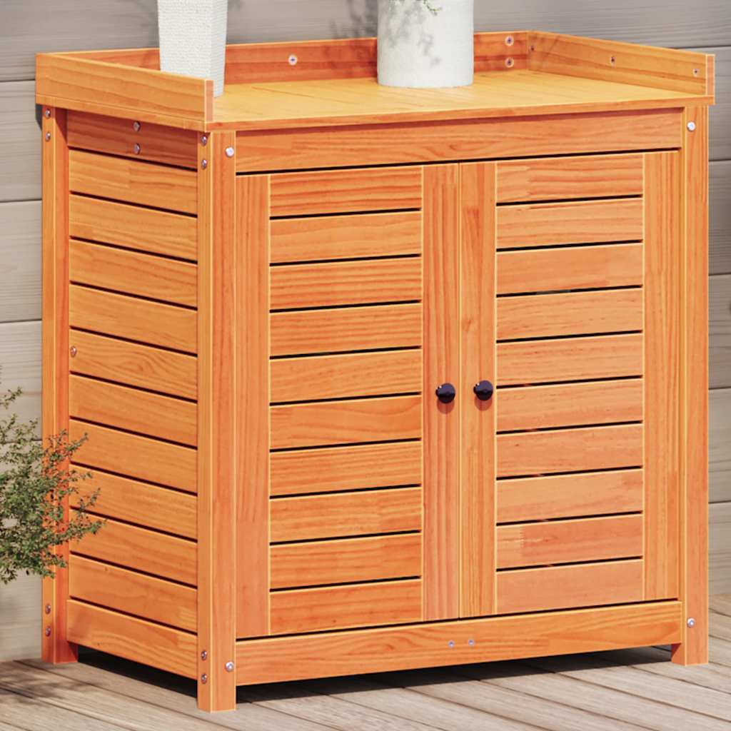 VidaXL Botto Tisch mit Regalen 82,5x50x86,5 cm Kiefernholzbraun