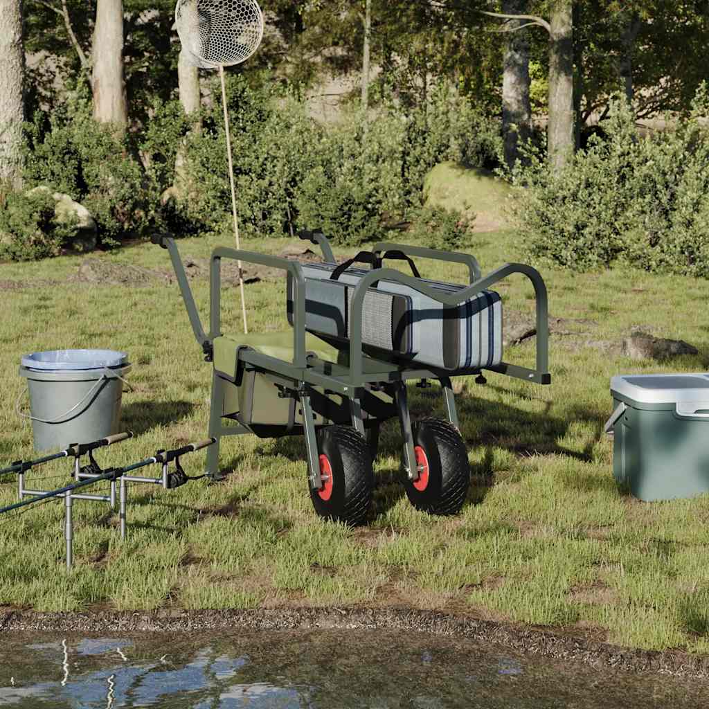 Vidaxl viskar met 2 wielen gepoedercoat staal groen