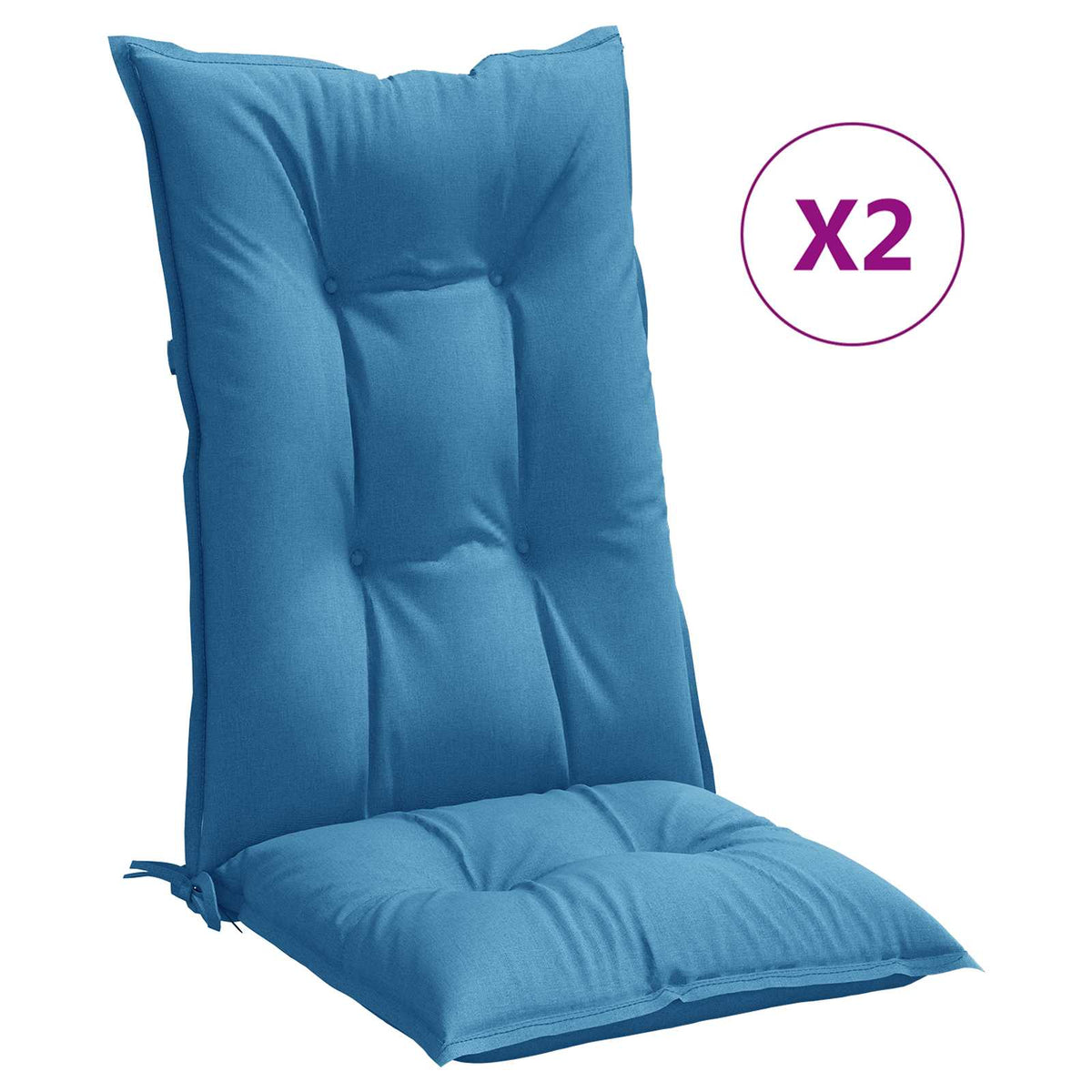 Vidaxl stoelkussens 2 st hoge rug 120x50x7 cm stof gemêleerd blauw