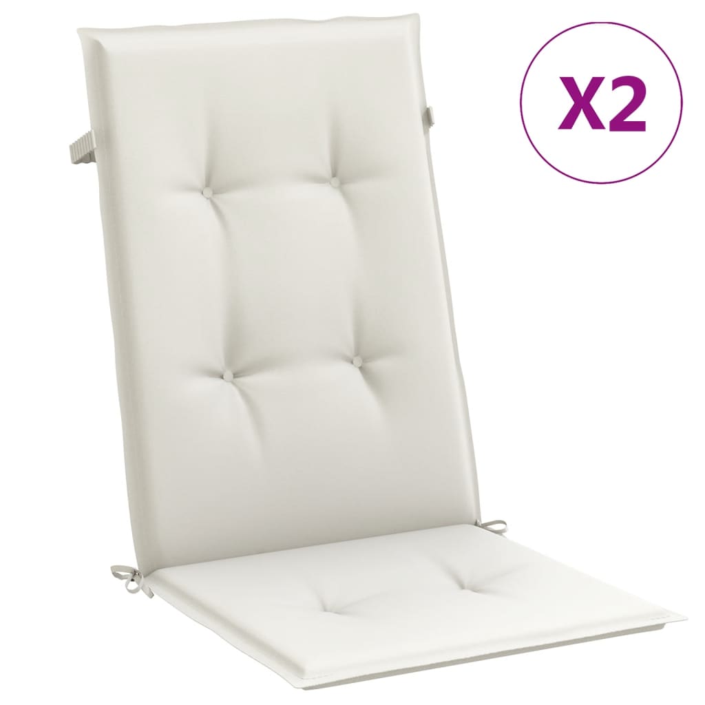 VidaXL Stuhlkissen, 2 Stück, hohe Rückenlehne, 120 x 50 x 4 cm, Stoff, meliertes Creme