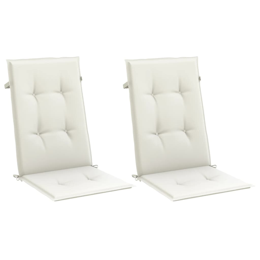 VidaXL Stuhlkissen, 2 Stück, hohe Rückenlehne, 120 x 50 x 4 cm, Stoff, meliertes Creme