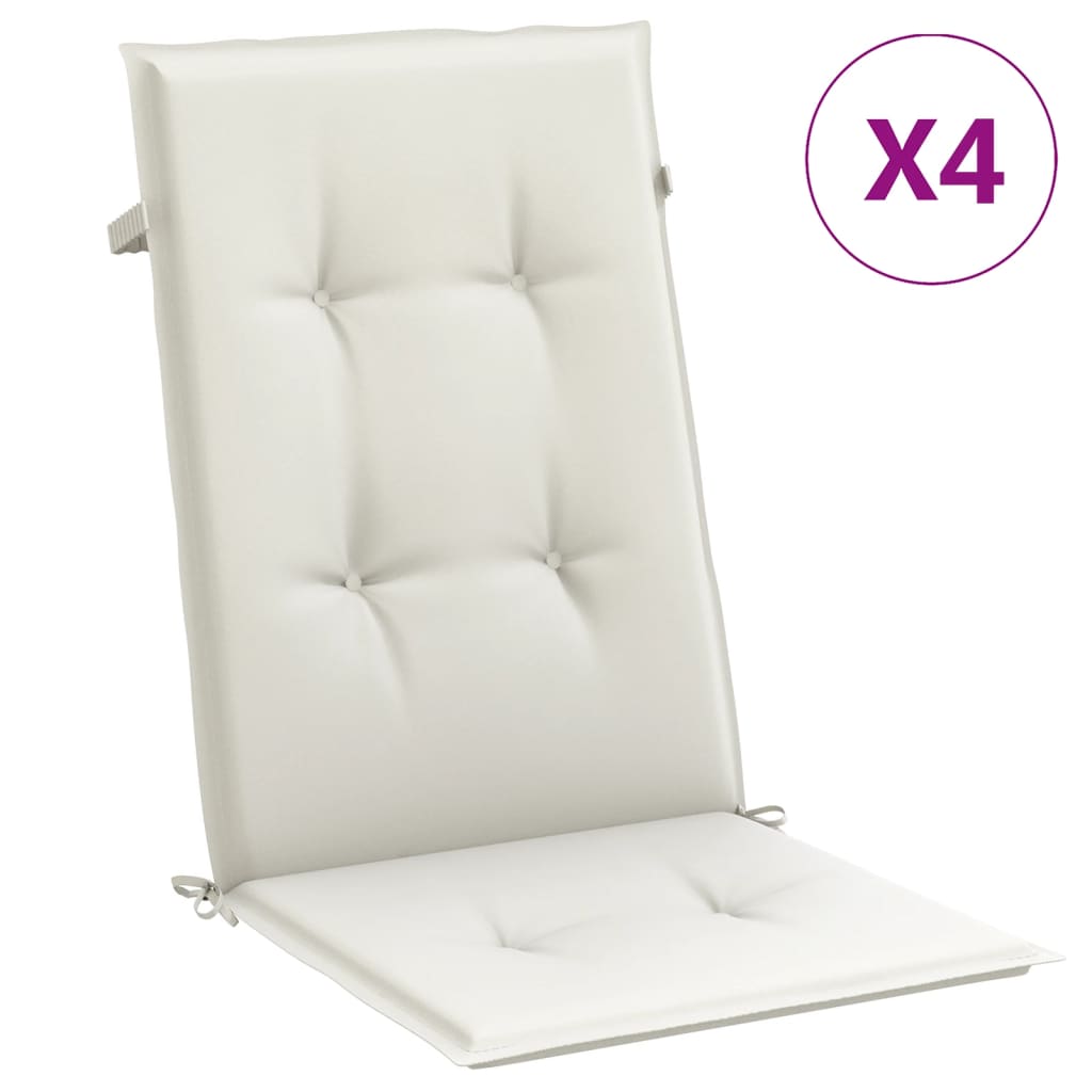 VidaXL Stuhlkissen, 4 Stück, hohe Rückenlehne, 120 x 50 x 4 cm, Stoff, meliertes Creme