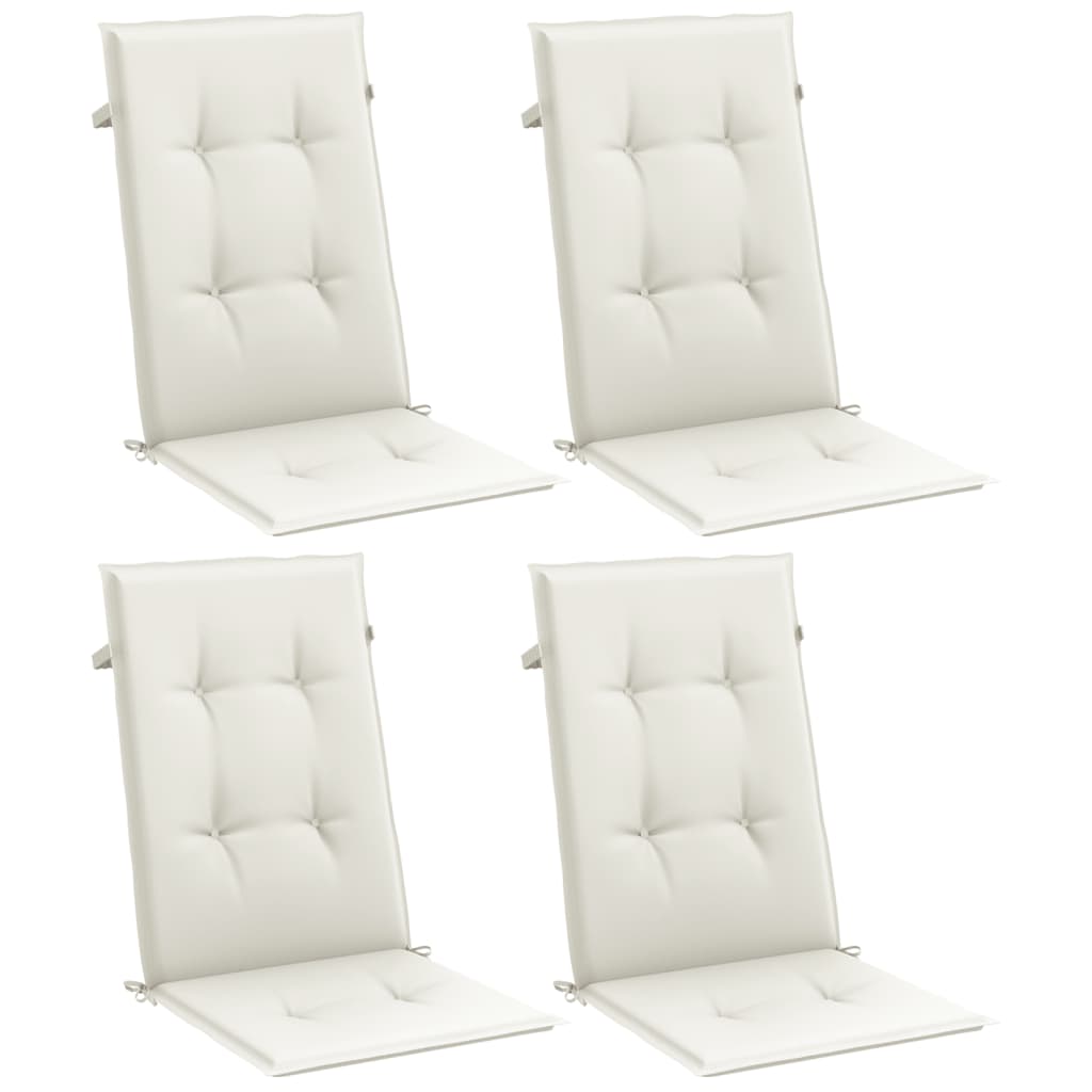 VidaXL Stuhlkissen, 4 Stück, hohe Rückenlehne, 120 x 50 x 4 cm, Stoff, meliertes Creme