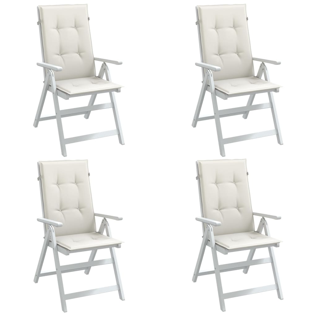 VidaXL Stuhlkissen, 4 Stück, hohe Rückenlehne, 120 x 50 x 4 cm, Stoff, meliertes Creme