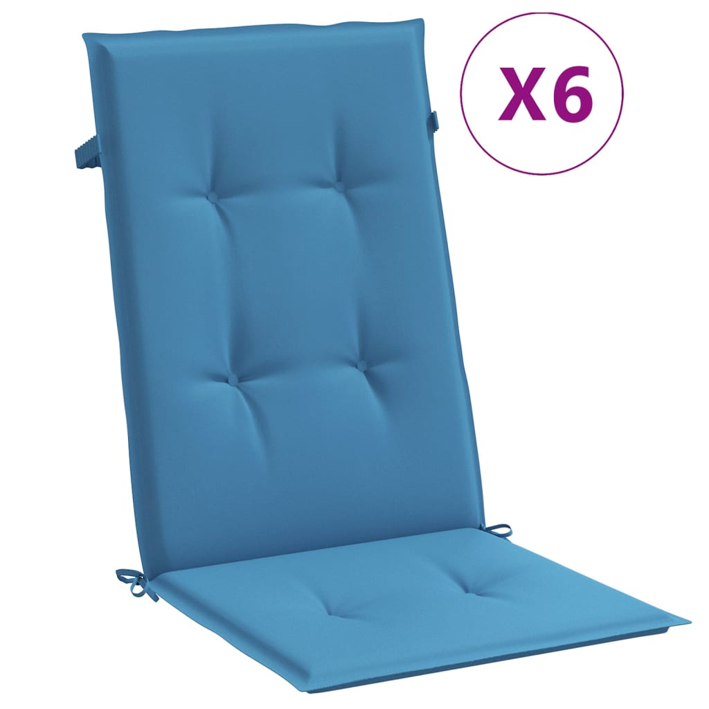 VIDAXL -Stuhlkissen 6 ST High Rücken 120x50x4 cm Stoff Gemischt Blau