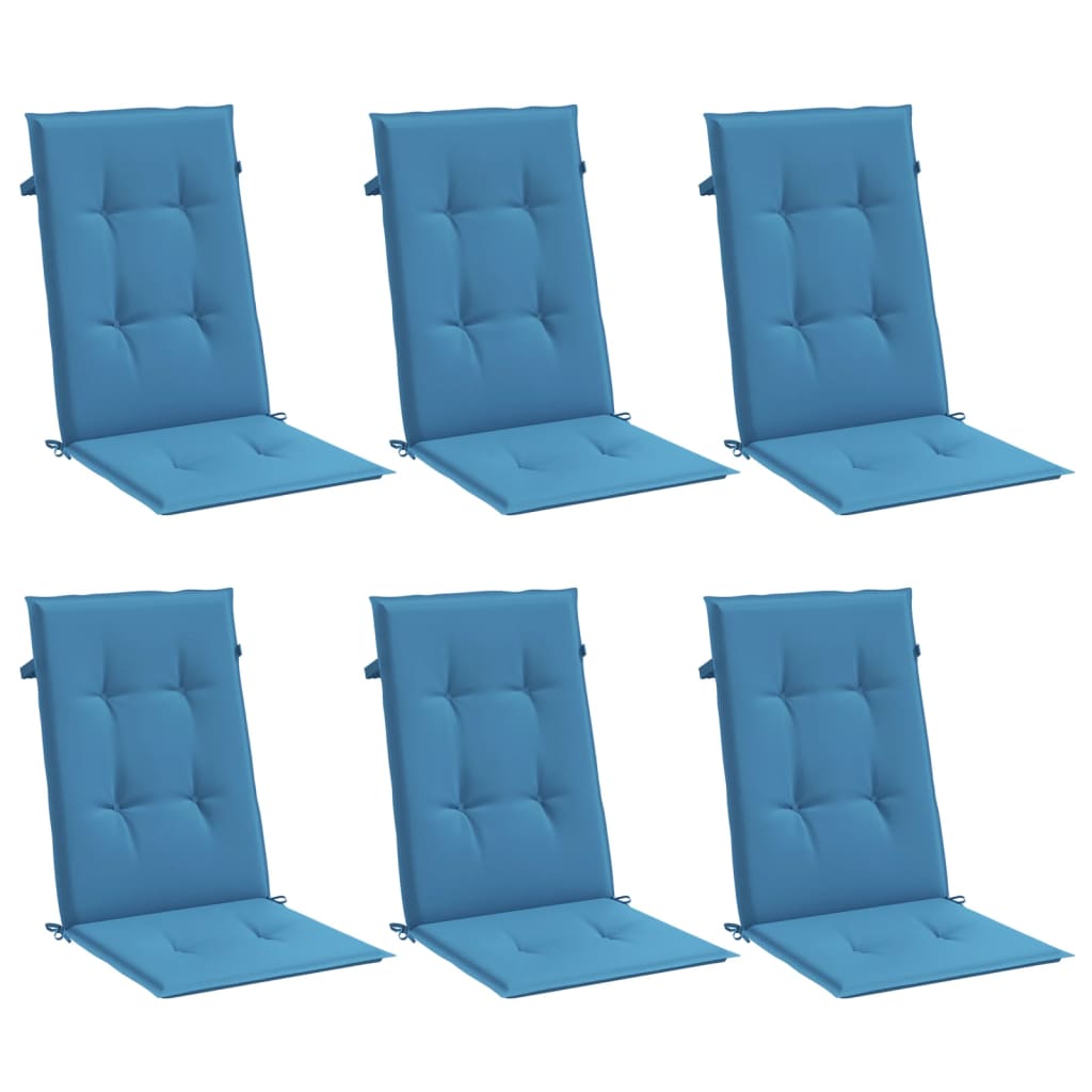 VIDAXL -Stuhlkissen 6 ST High Rücken 120x50x4 cm Stoff Gemischt Blau