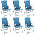 VIDAXL -Stuhlkissen 6 ST High Rücken 120x50x4 cm Stoff Gemischt Blau