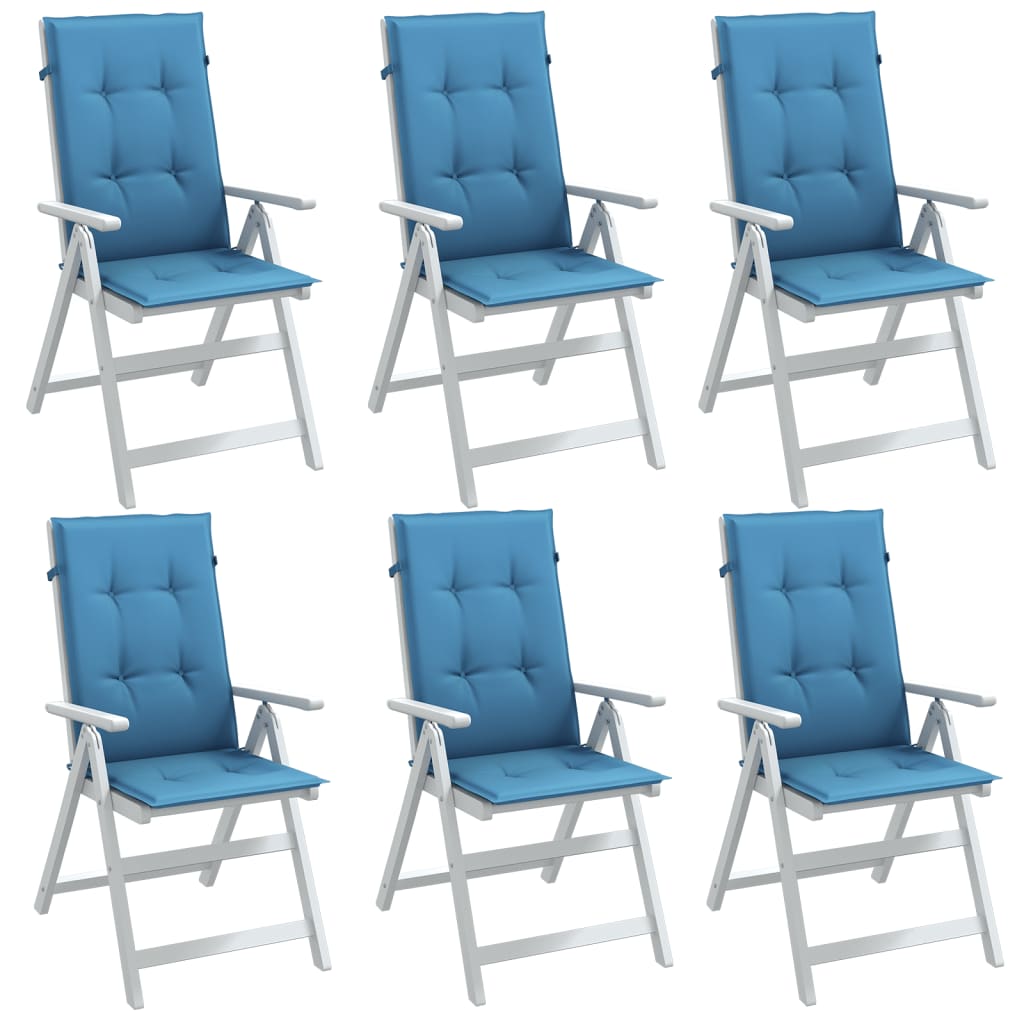 VIDAXL -Stuhlkissen 6 ST High Rücken 120x50x4 cm Stoff Gemischt Blau