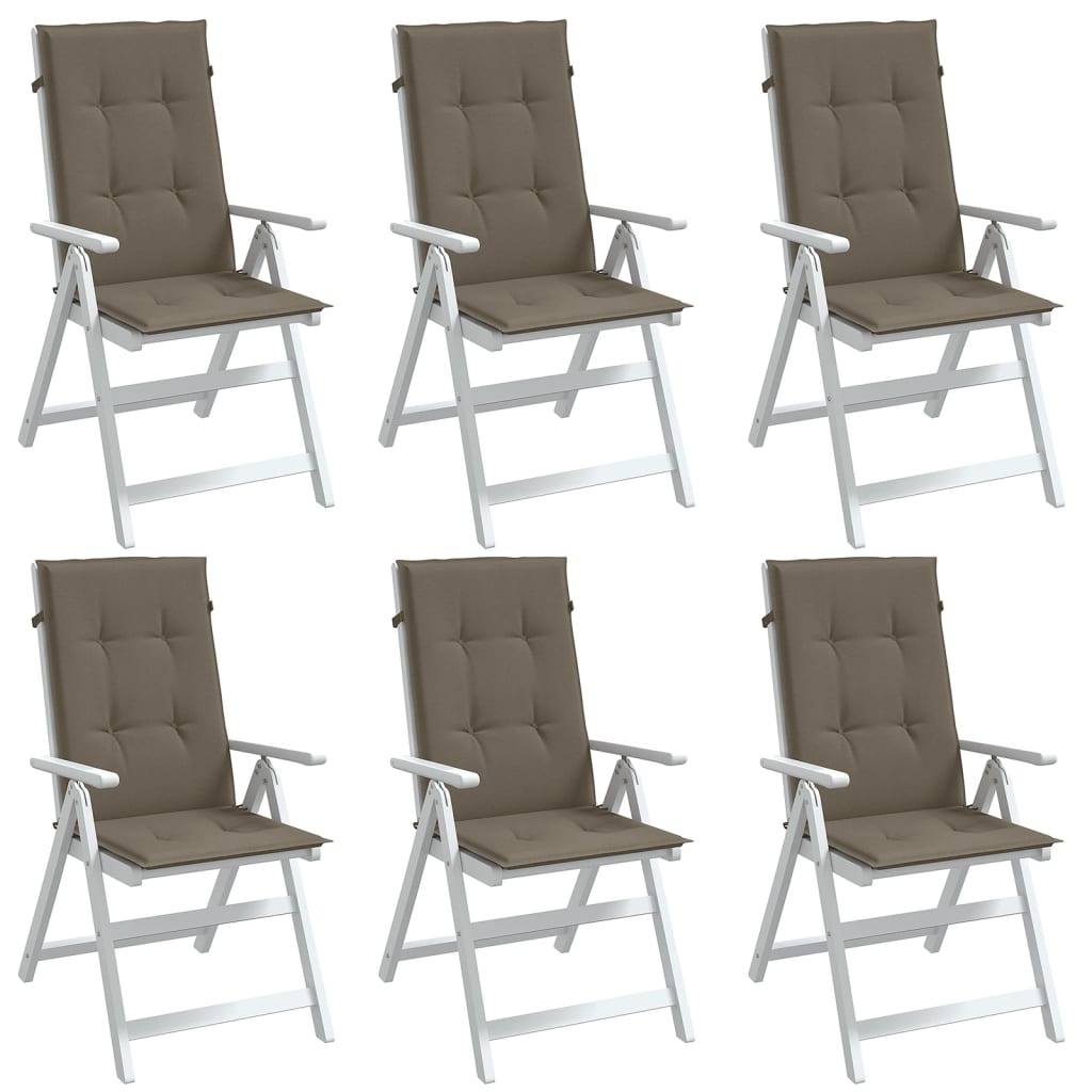 VIDAXL -Stuhlkissen 6 ST High Rücken 120x50x4 cm Stoff Gemischt Taupe