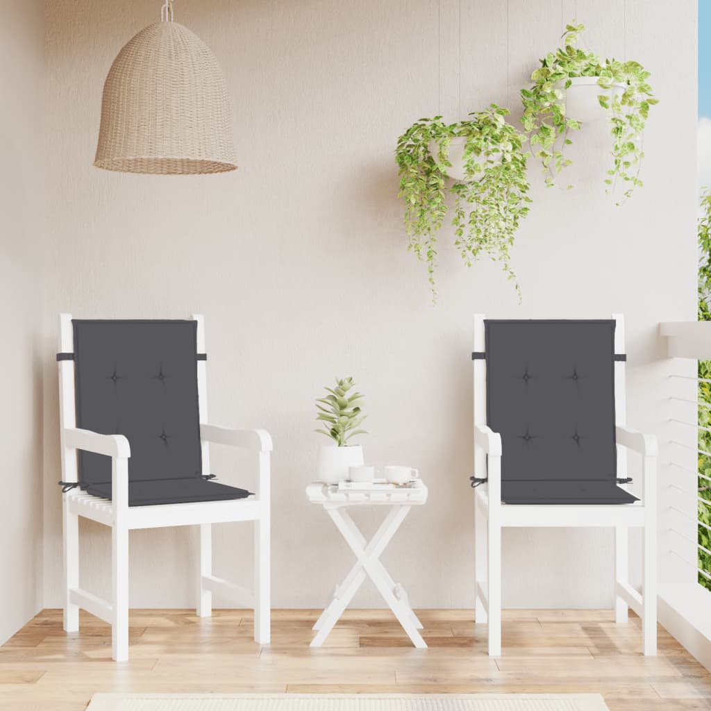 VidaXL Stuhlkissen, 2 Stück, niedrige Rückenlehne, 100 x 50 x 4 cm, Stoff, meliertes Anthrazit
