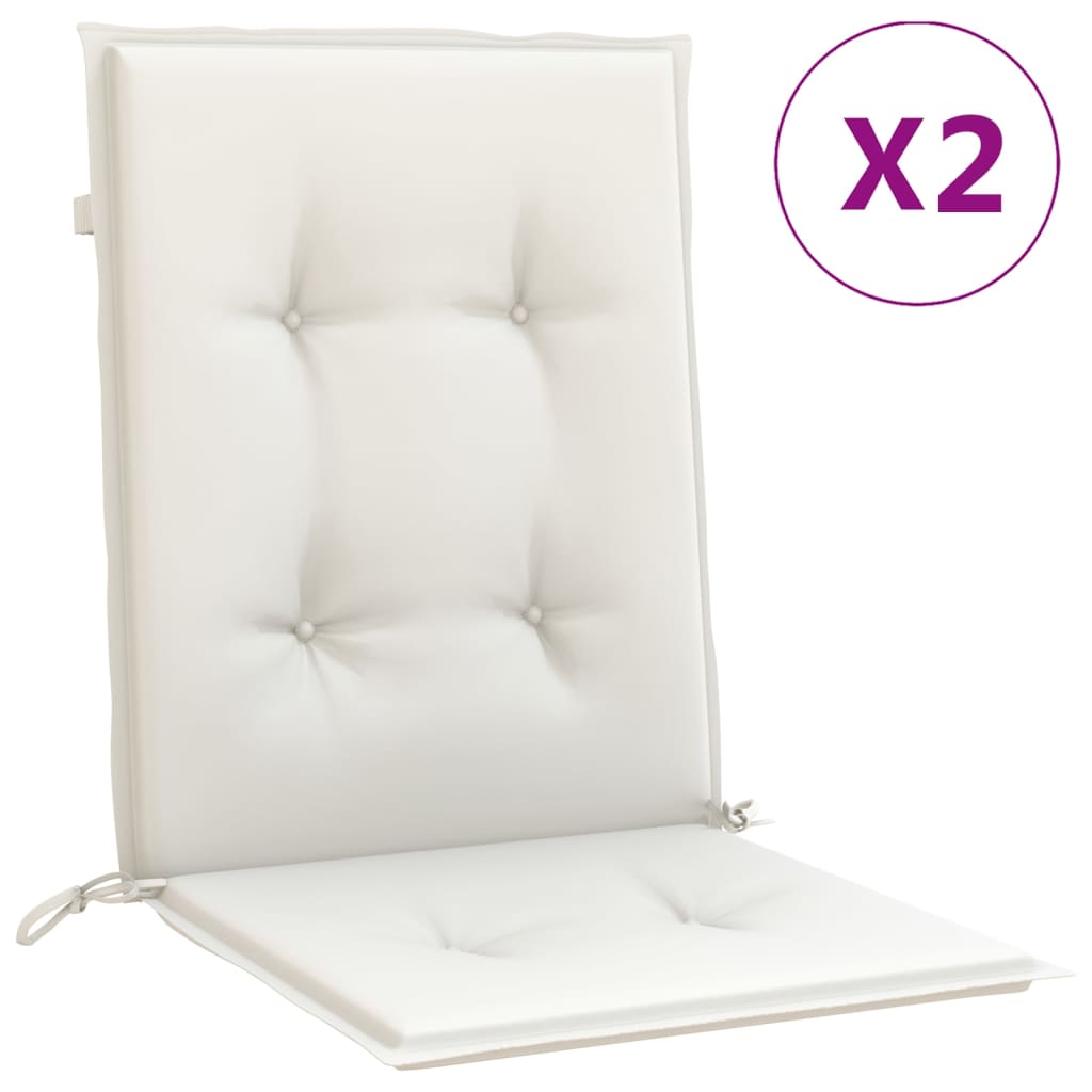 VidaXL Stuhlkissen, 2 Stück, niedrige Rückenlehne, 100 x 50 x 4 cm, Stoff, meliertes Creme