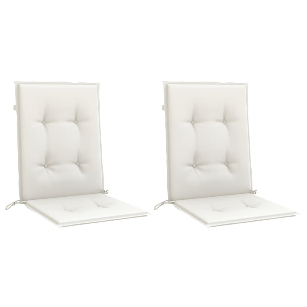 VidaXL Stuhlkissen, 2 Stück, niedrige Rückenlehne, 100 x 50 x 4 cm, Stoff, meliertes Creme