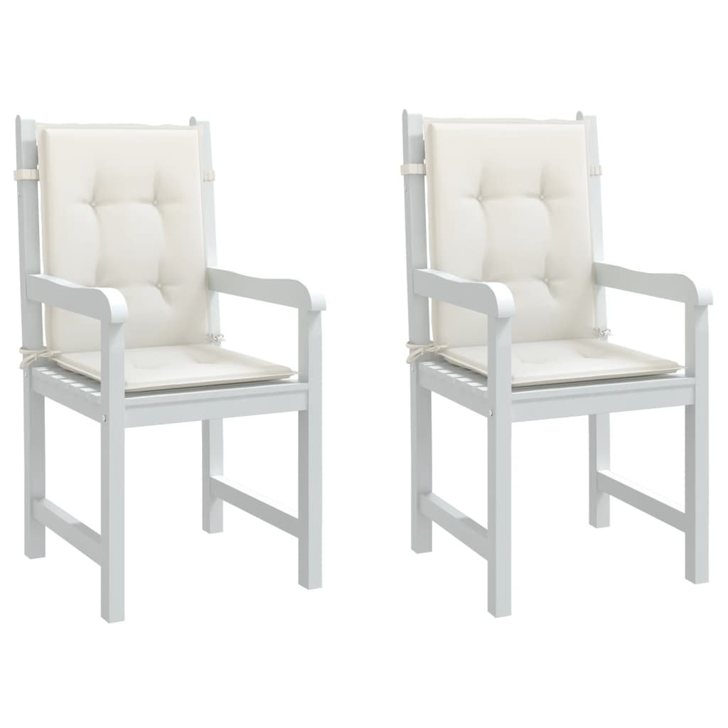 VidaXL Stuhlkissen, 2 Stück, niedrige Rückenlehne, 100 x 50 x 4 cm, Stoff, meliertes Creme