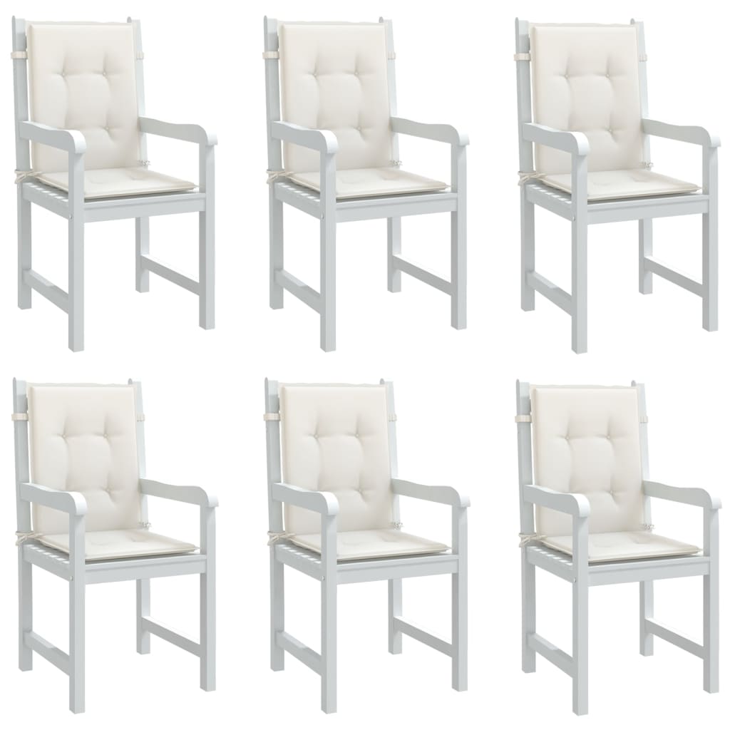 VidaXL Stuhlkissen, 6 Stück, niedrige Rückenlehne, 100 x 50 x 4 cm, Stoff, meliertes Creme