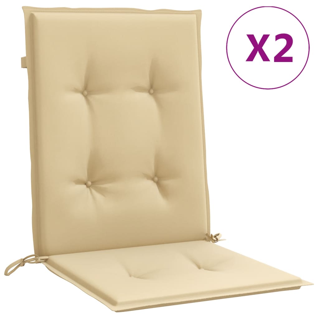 VidaXL Stuhlkissen, 2 Stück, niedrige Rückenlehne, 100 x 50 x 4 cm, Stoff, meliertes Beige