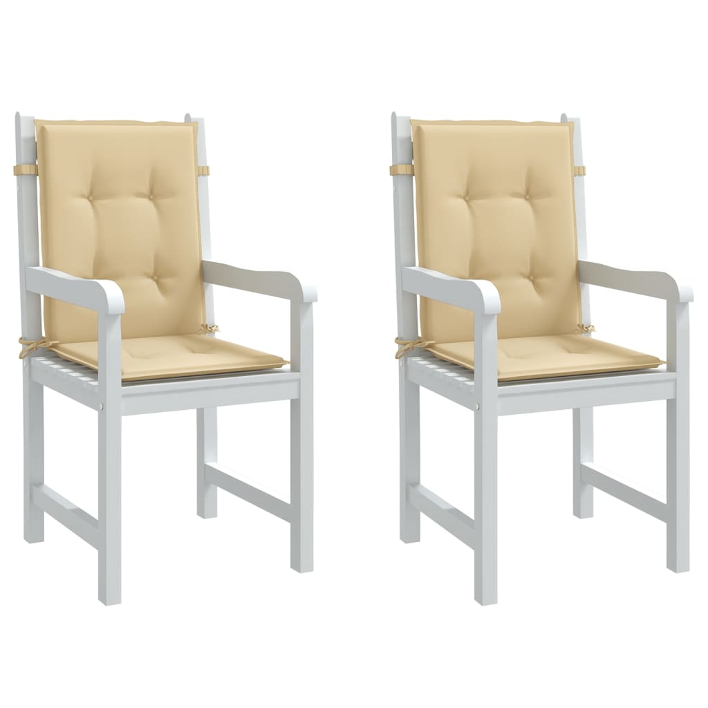 VidaXL Stuhlkissen, 2 Stück, niedrige Rückenlehne, 100 x 50 x 4 cm, Stoff, meliertes Beige