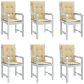 VidaXL Stuhlkissen, 6 Stück, niedrige Rückenlehne, 100 x 50 x 4 cm, Stoff, meliertes Beige