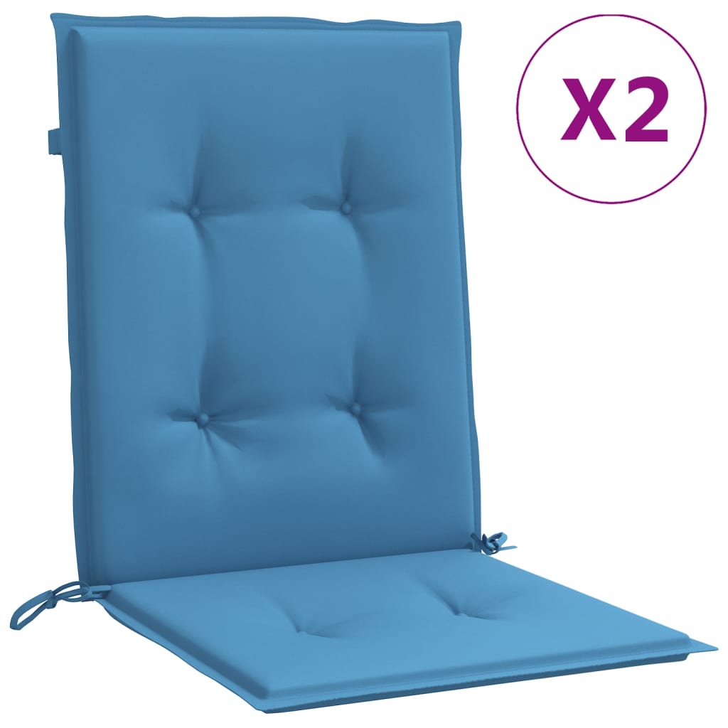 VidaXL Stuhlkissen, 2 Stück, niedrige Rückenlehne, 100 x 50 x 4 cm, Stoff, meliertes Blau