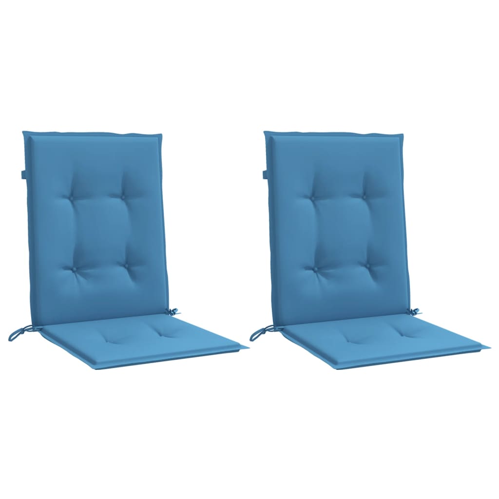 VidaXL Stuhlkissen, 2 Stück, niedrige Rückenlehne, 100 x 50 x 4 cm, Stoff, meliertes Blau