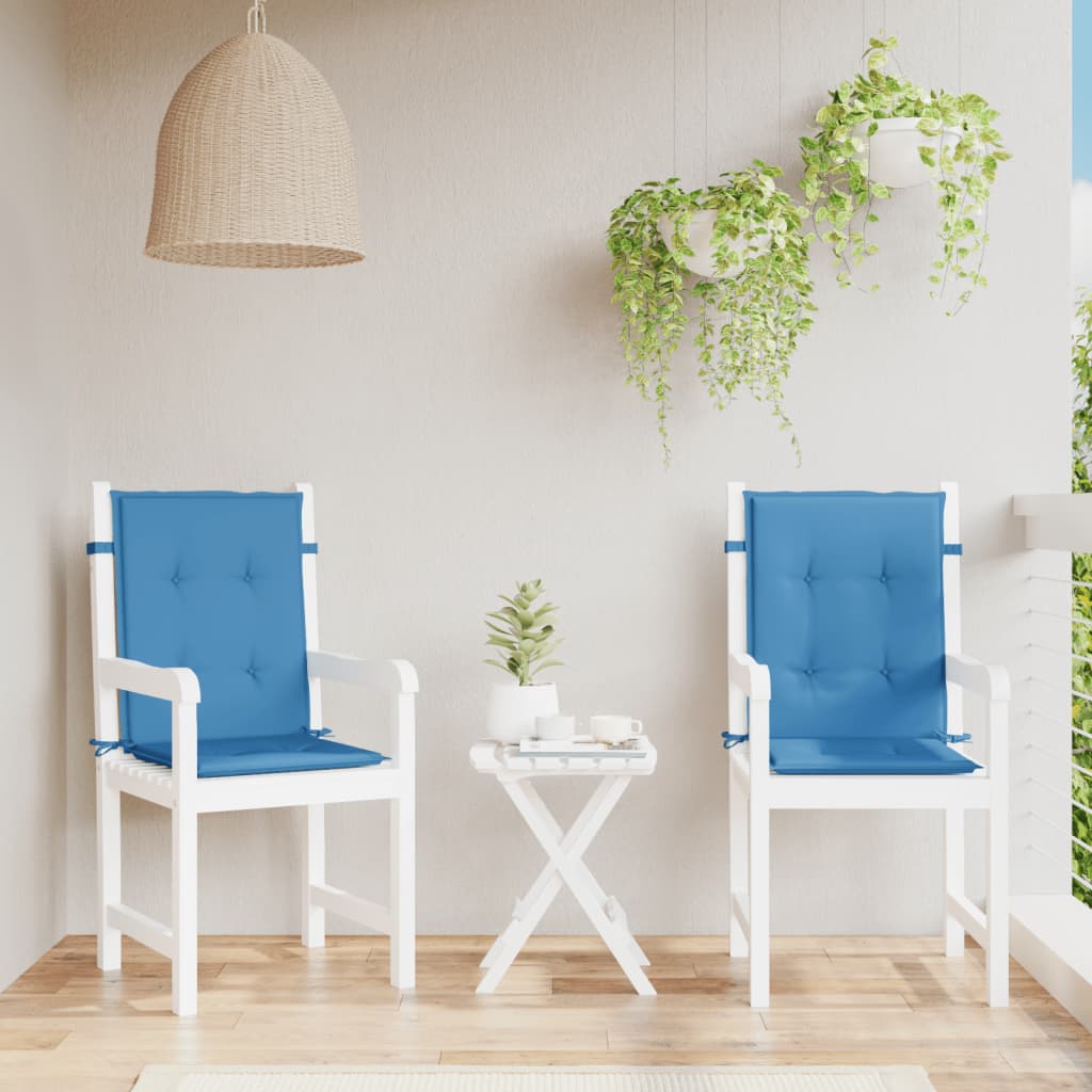 VidaXL Stuhlkissen, 2 Stück, niedrige Rückenlehne, 100 x 50 x 4 cm, Stoff, meliertes Blau