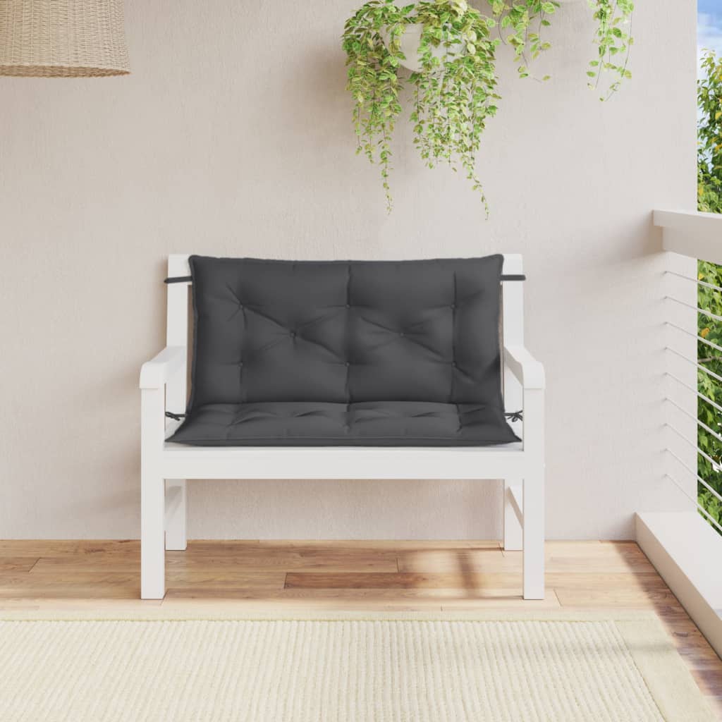 VidaXL Gartenbankkissen, 2 Stück, 100 x 50 x 7 cm, Stoff, meliertes Anthrazit